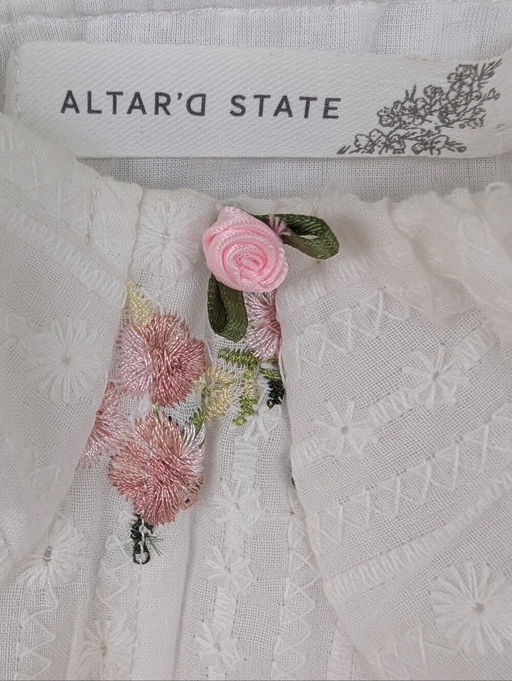 Altar'd State Women's Ivory Pink Floral Corset Cropped Tank Top Small NWT - Picture 3 of 12